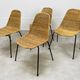 4 chairs Gianfranco Legler model Rattan basketball and metal 50s