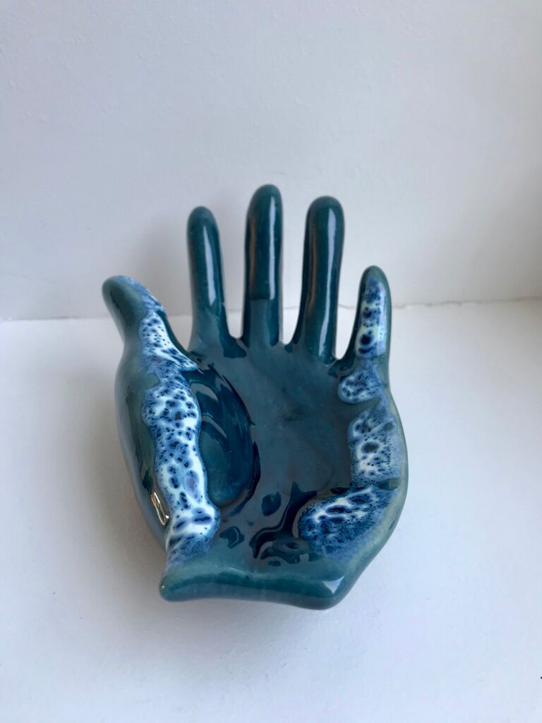 Empty pocket ceramic ring fat lava signed vallauris 70s