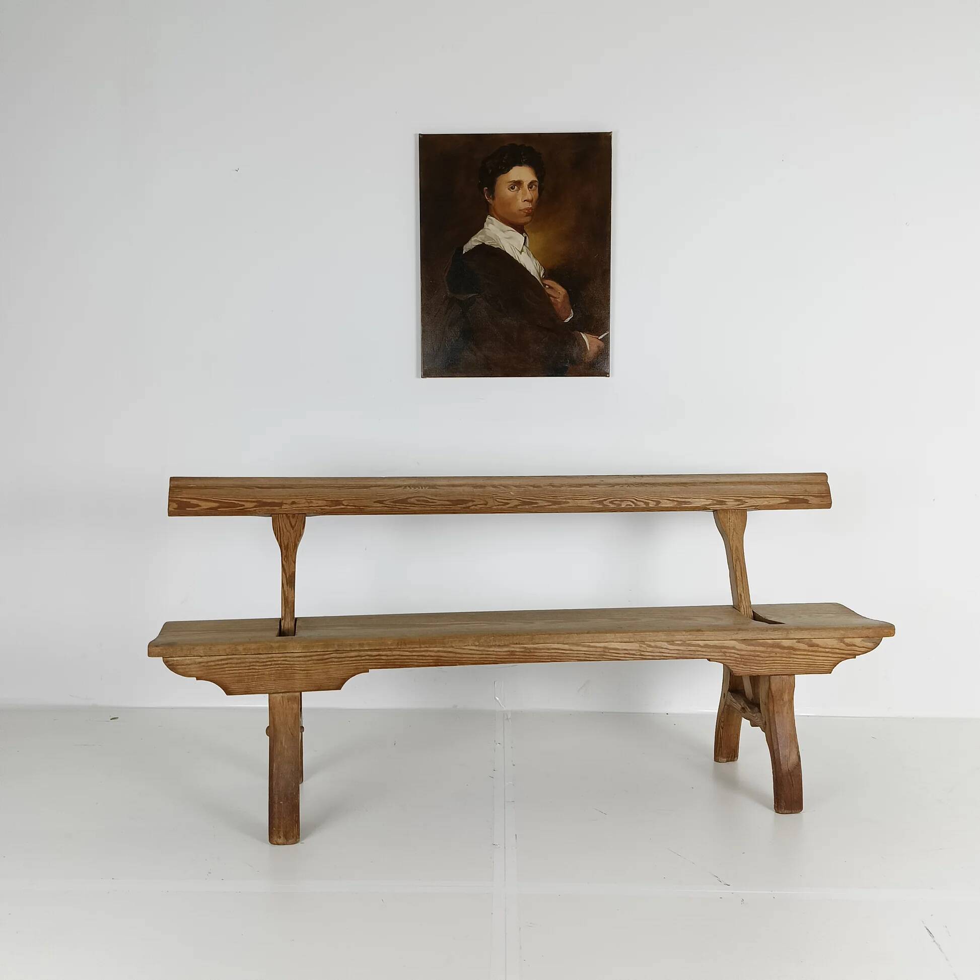 Victorian pitch pine short railway antique bench