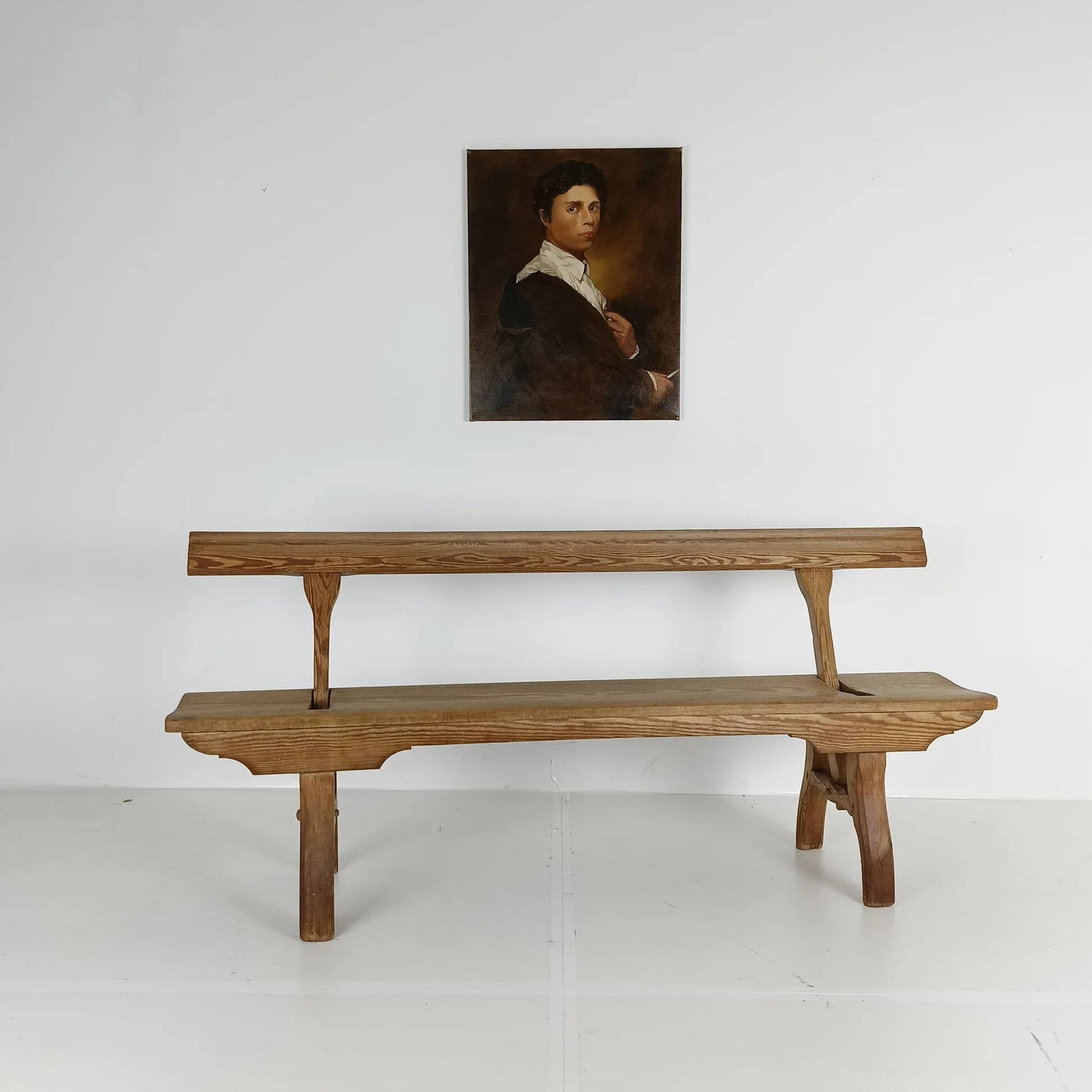 Victorian pitch pine short railway antique bench