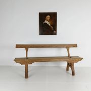 Victorian pitch pine short railway antique bench