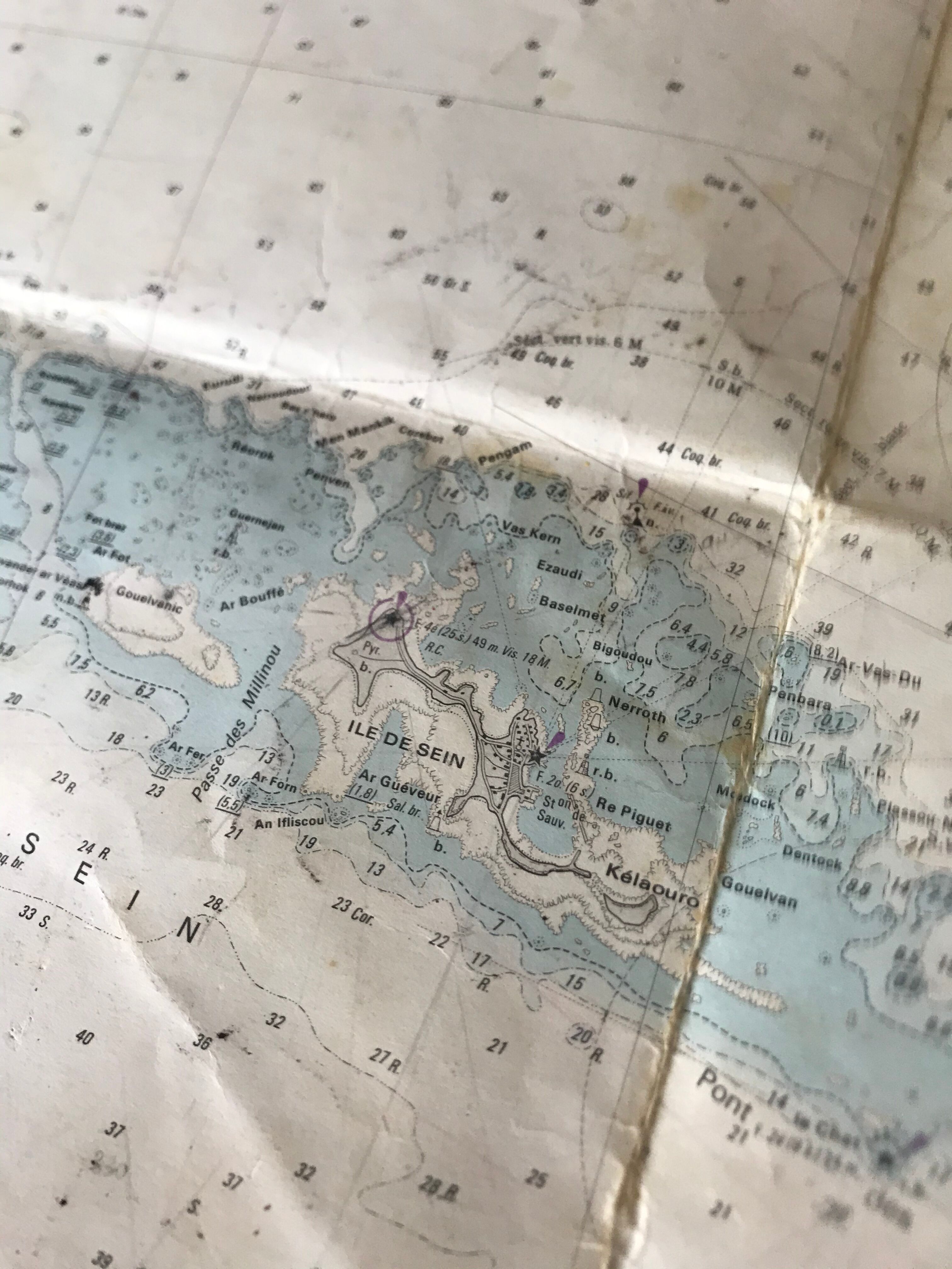 Old nautical charts on the breton coast