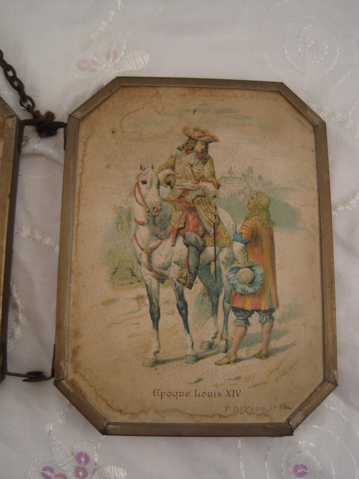 Triptych mirror of travel pocket lithographs p.b paris deposited around 1900