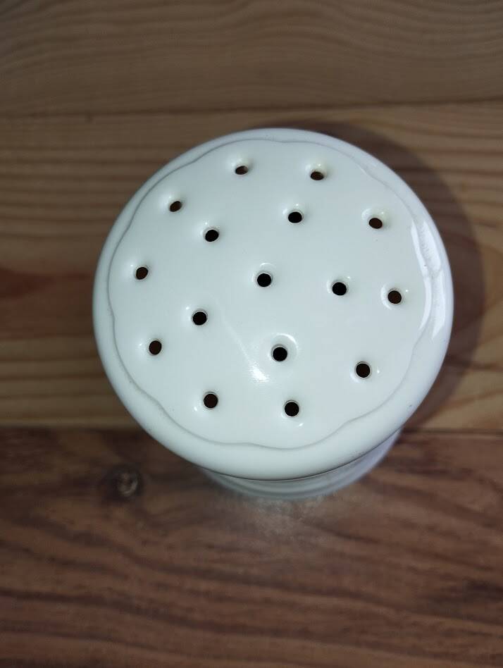Vintage ceramic sugar bowl with fruit decoration – 1950s