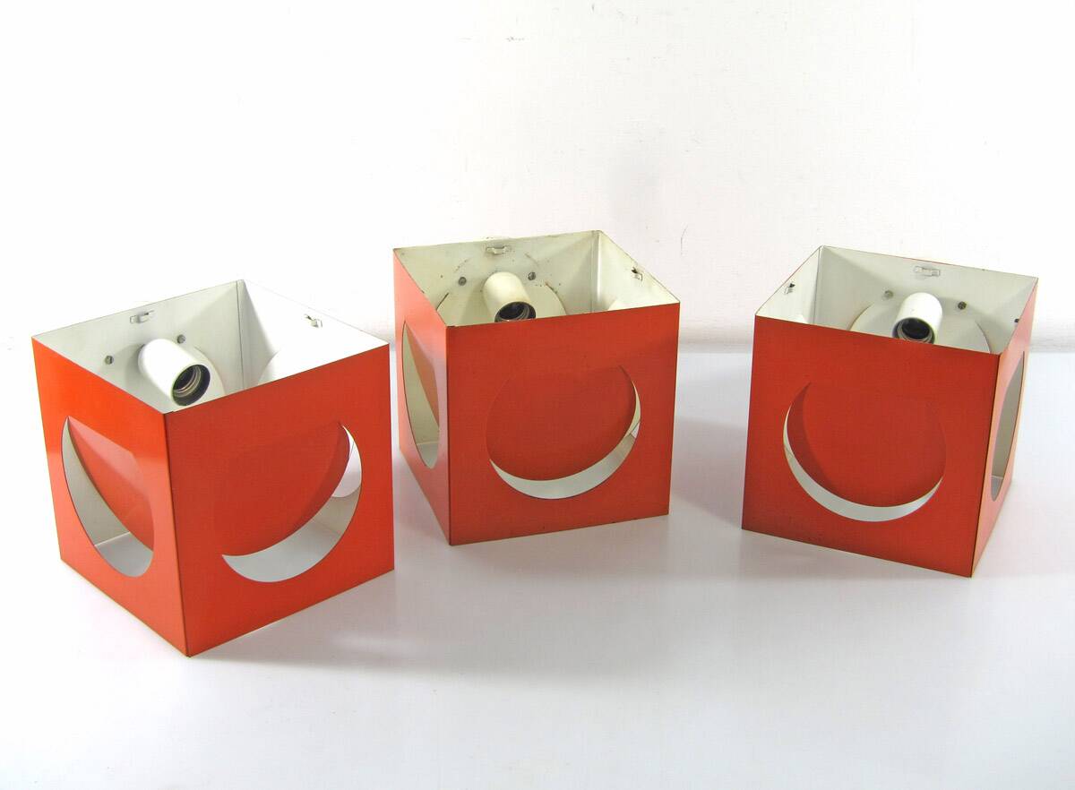 3 Stockmann Orno orange vintage Shogo Suzuki lamps