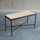 Set of 2 minimalist metal side tables with plaster-fiber tops