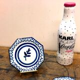 Glass underside and ceramic ramekin Gien France 60s