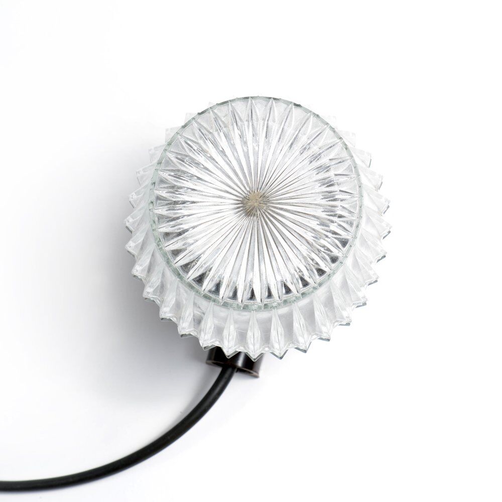 Black bakelite and pressed glass wall lamp, czechoslovakia 1950s