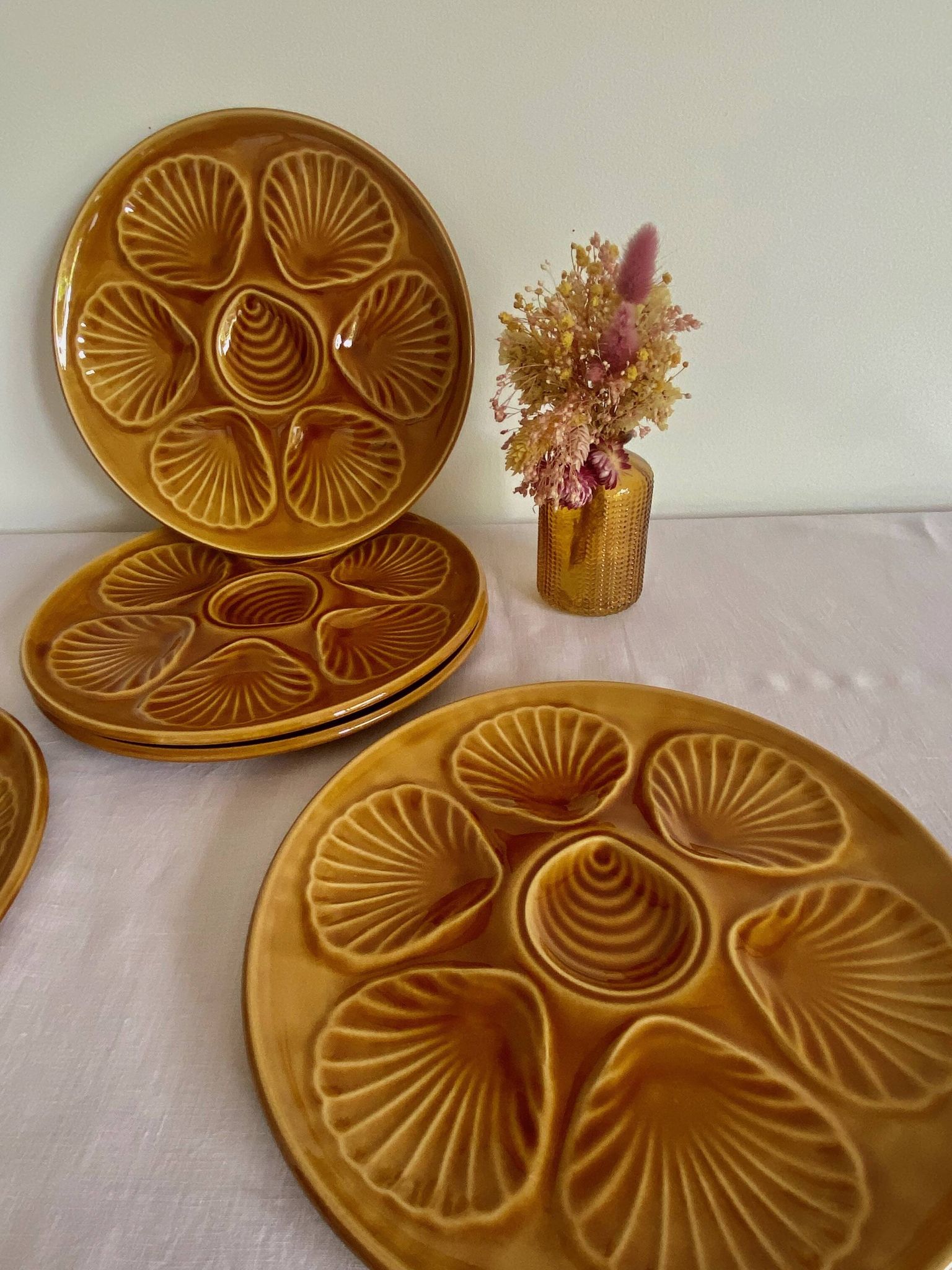 5 assiettes à coquillages vintage