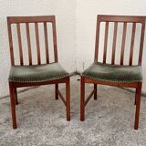 Pair of Scandinavian teak and velvet chairs 1960