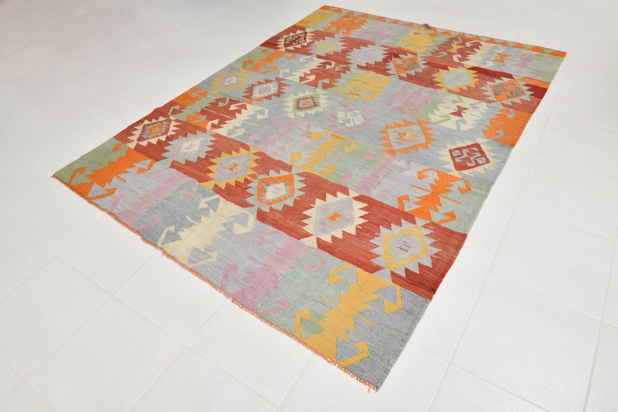 7x9 Oushak Area Rug, Boho Rug, Rare Style Rug, Colorful Rug, 195x259Cm