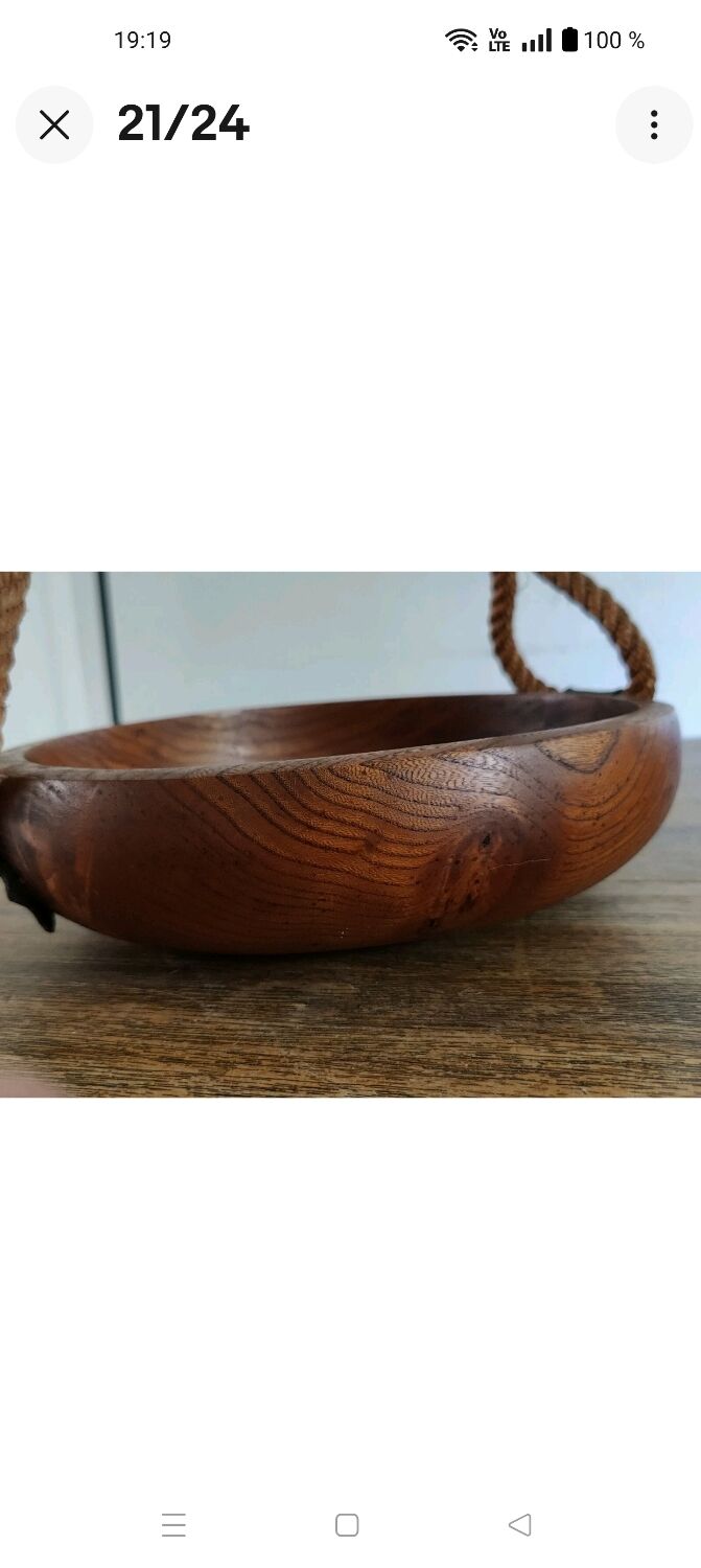 Adrien Audoux and Frida Minet rare basket in solid oak and rope