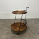 Raoul Guys style metal and rattan serving trolley from the 50s