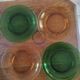 Set of 10 vintage Arcopal glass dessert plates green and orange