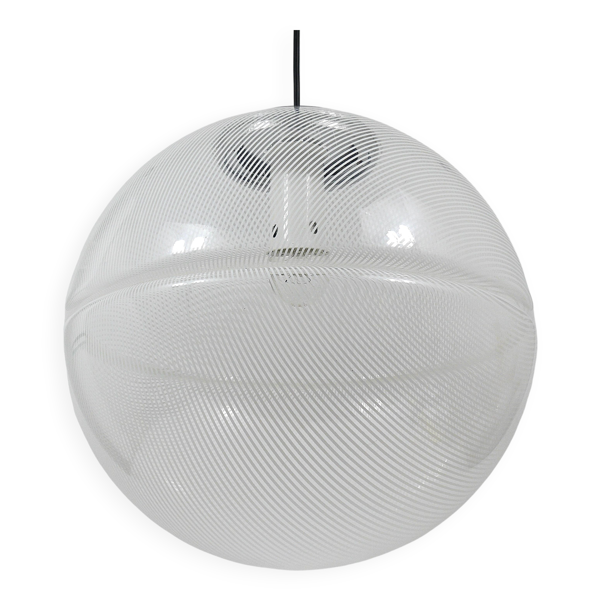 Harvey Guzzini Suspension Boule Op-Art Striped Postmodern by Meblo, 1970s