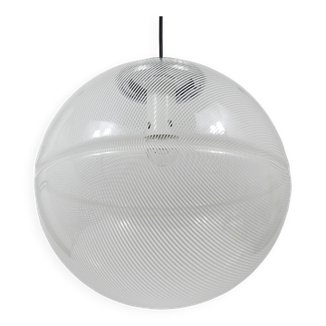 Harvey Guzzini Suspension Boule Op-Art Rayée Postmoderne par Meblo, années 1970