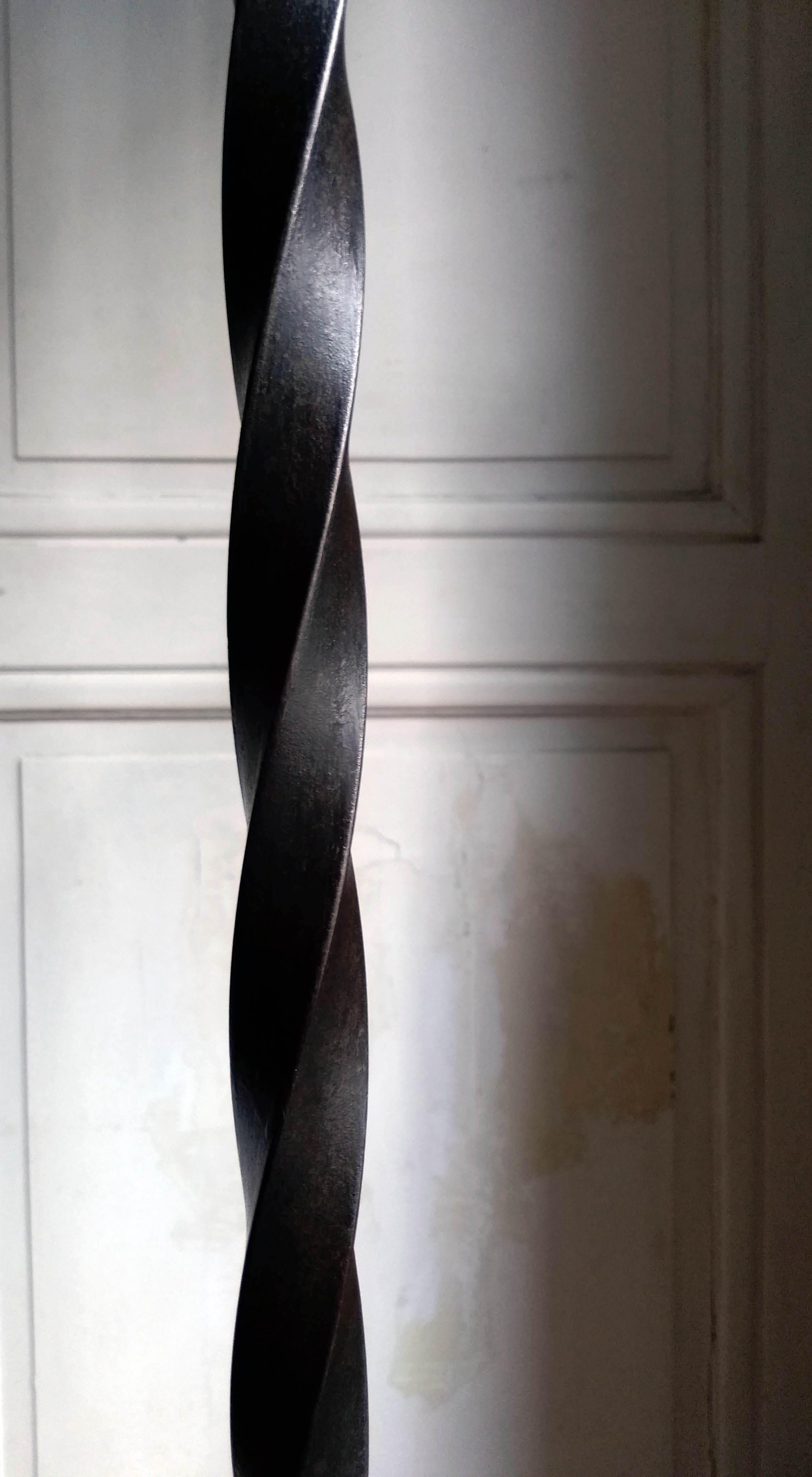 Wrought iron tripod floor lamp, 50s