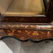 Dutch display cabinet in two parts made of marquetry wood.