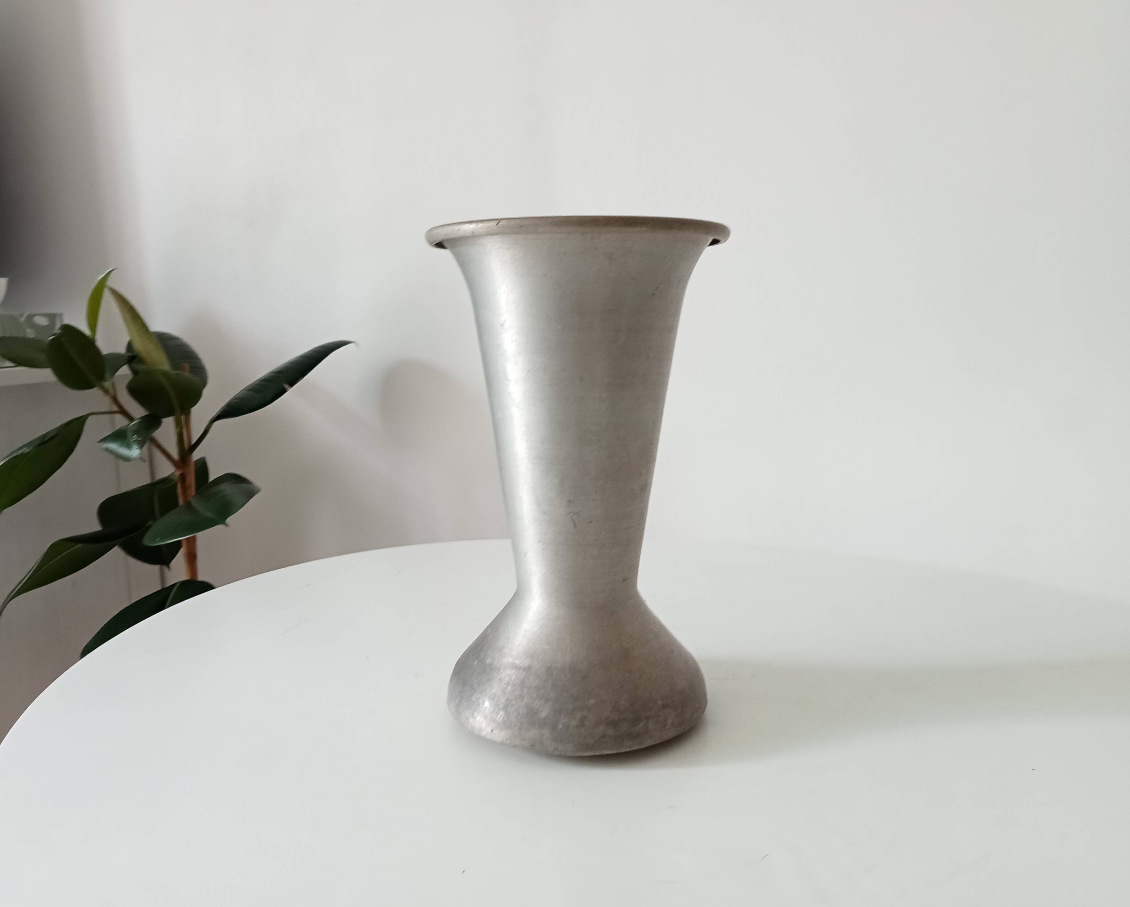 Antique aluminum cemetery vase