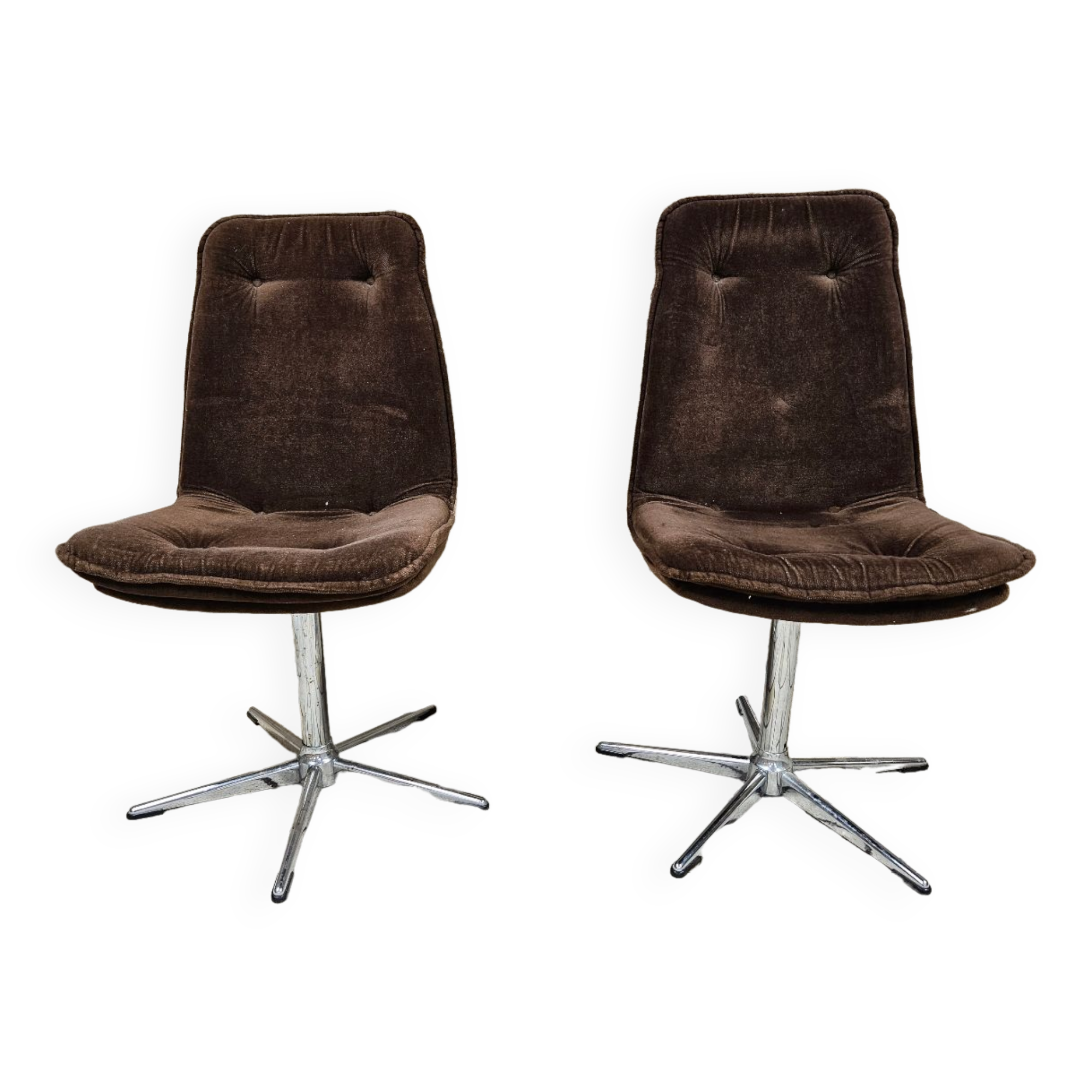 Pair of vintage velvet armchair chair 1970"