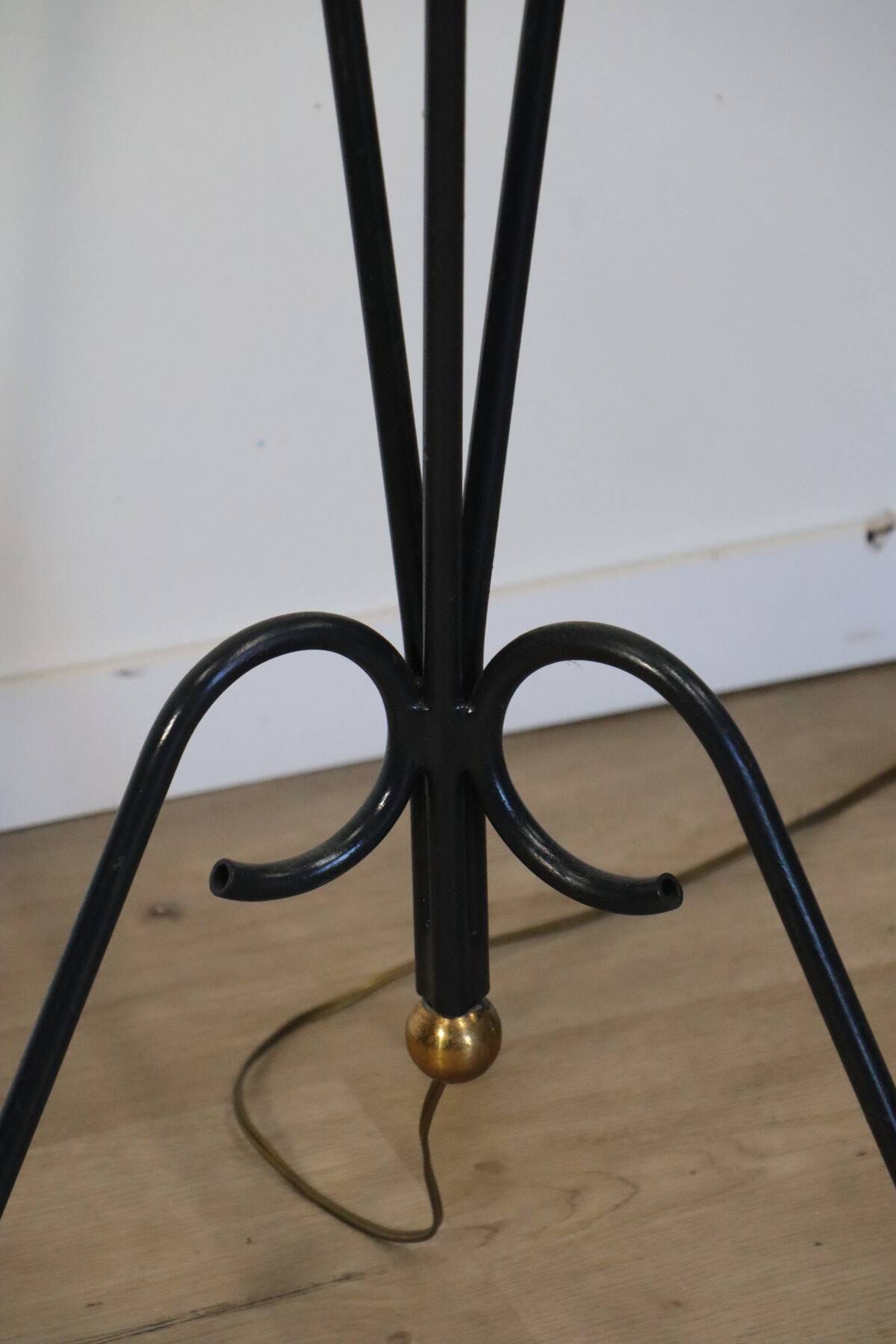 Tripod floor lamp in tubular metal - 1950s