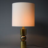 Italian Late 1960s Brass Table Lamp with Ivory Colored Shade