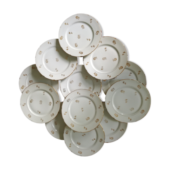 12 dessert plates in Limoges porcelain