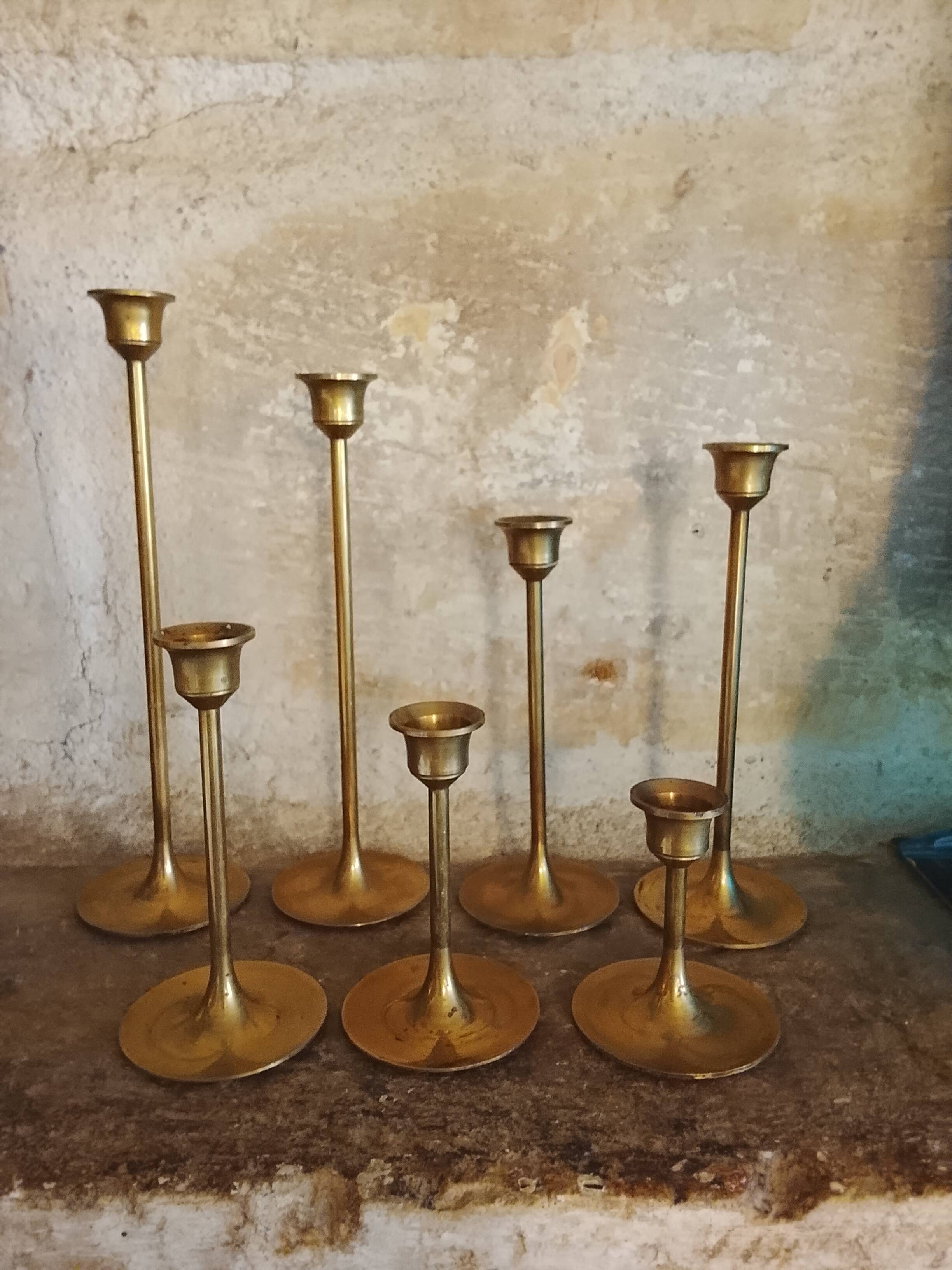 Scandinavian brass candle holders
