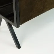 1960s mid century MAGAZINE RACK newspaper holder brown suede metal teakwood