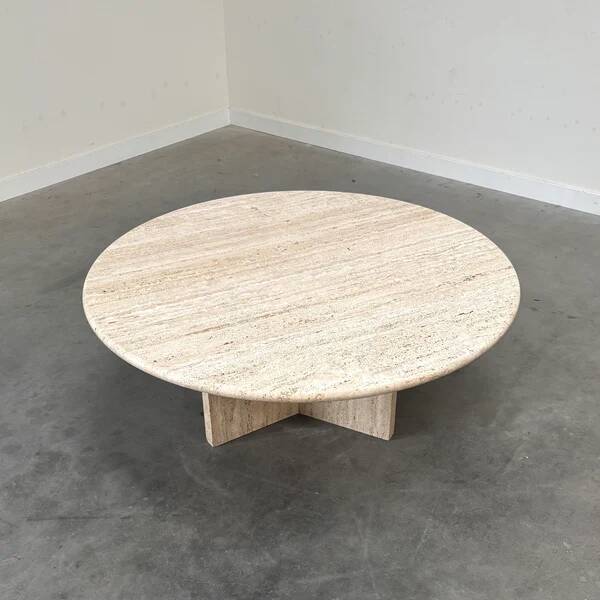 Round travertine coffee table, 1970s
