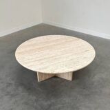 Round travertine coffee table, 1970s