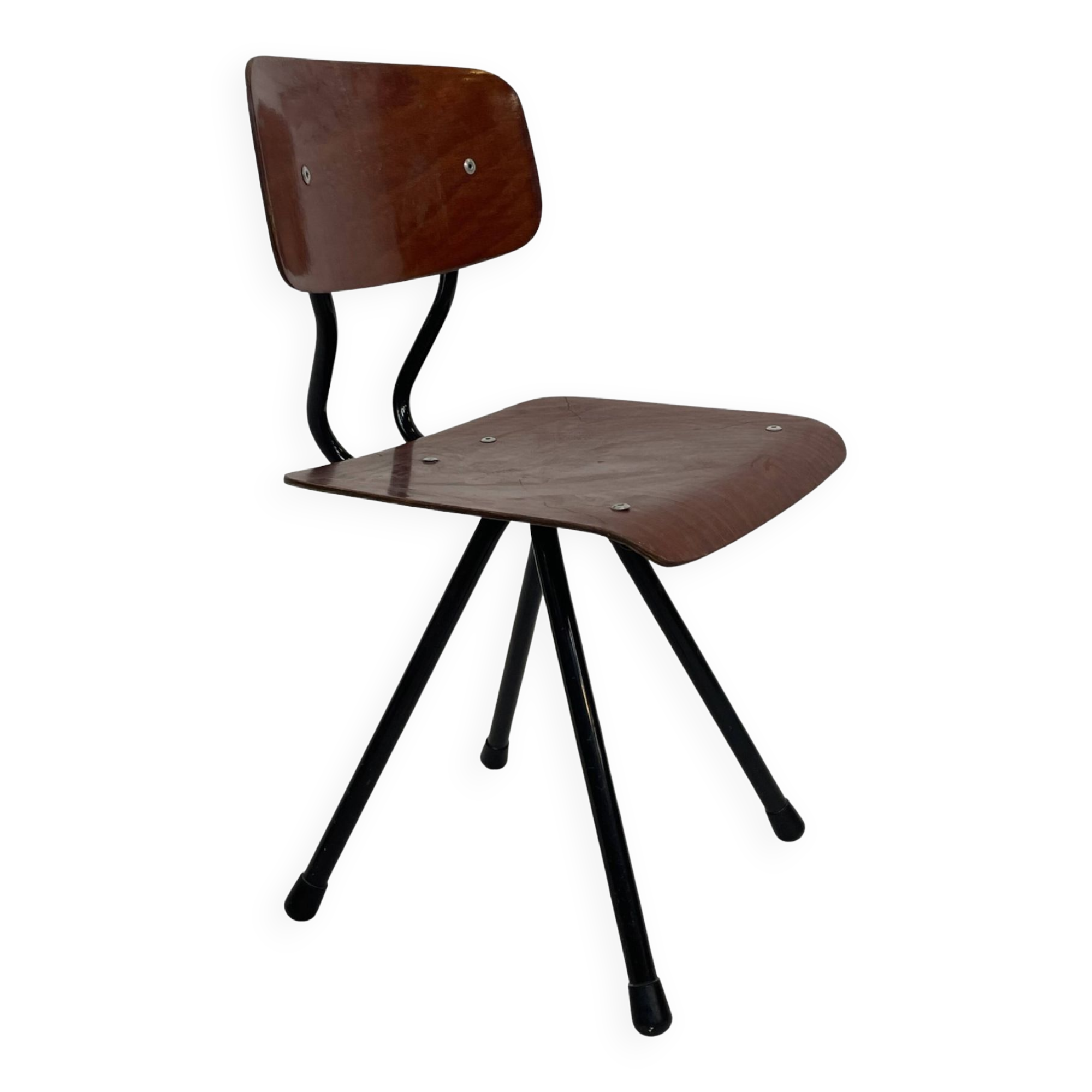 Vintage industrial children's chair, school chair, Dutch design