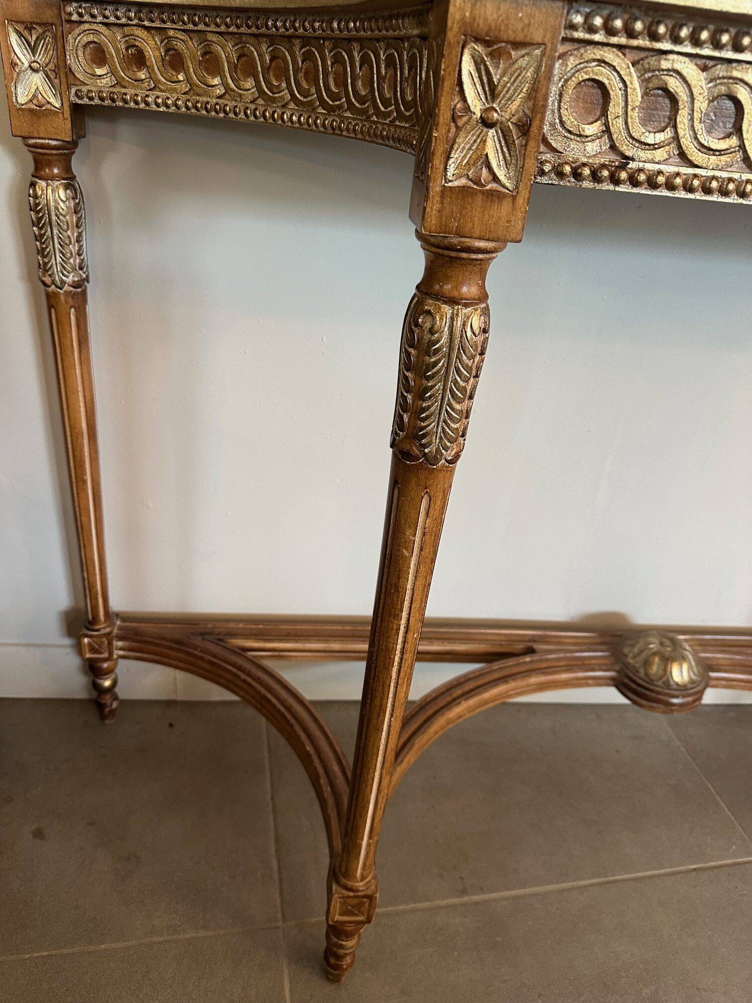 Marble and gilded wood console table