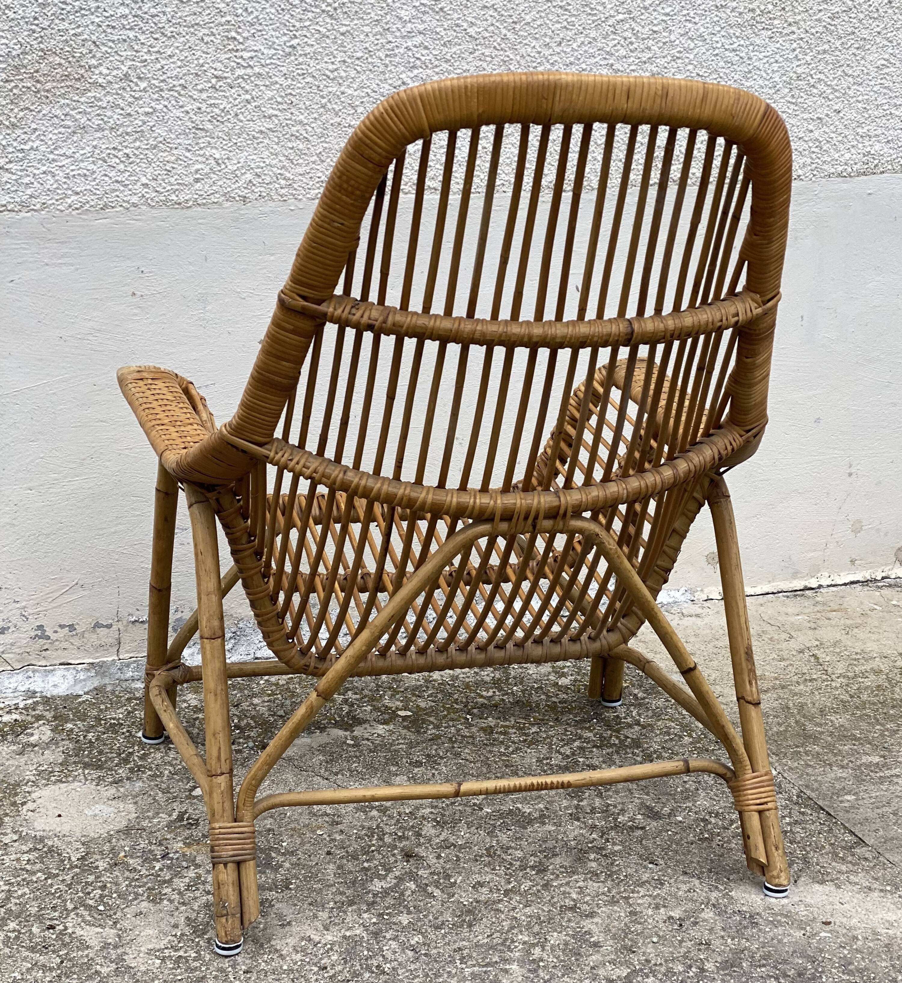 Vintage rattan armchair 1960