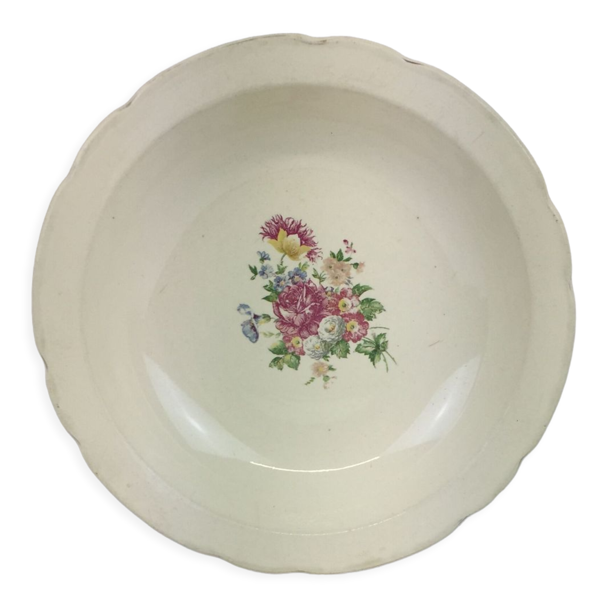 Round hollow dish made in France Digoin Sarreguemines Sevigne model