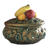 Openwork earthenware candy box with fruit slip