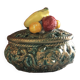Openwork earthenware candy box with fruit slip