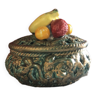 Openwork earthenware candy box with fruit slip