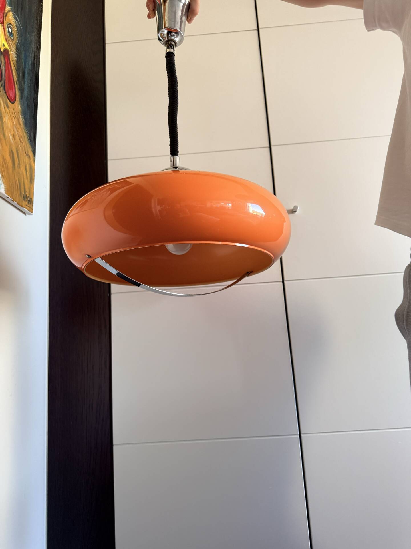 Suspension Space Age orange attribuée à Dijkstra Lampen