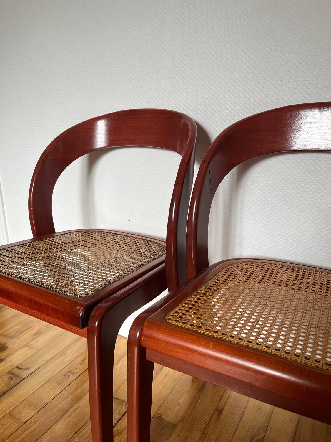 Set of 4 Baumann caned gondola chairs