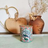 Old colorful metal box floral and peacock motifs