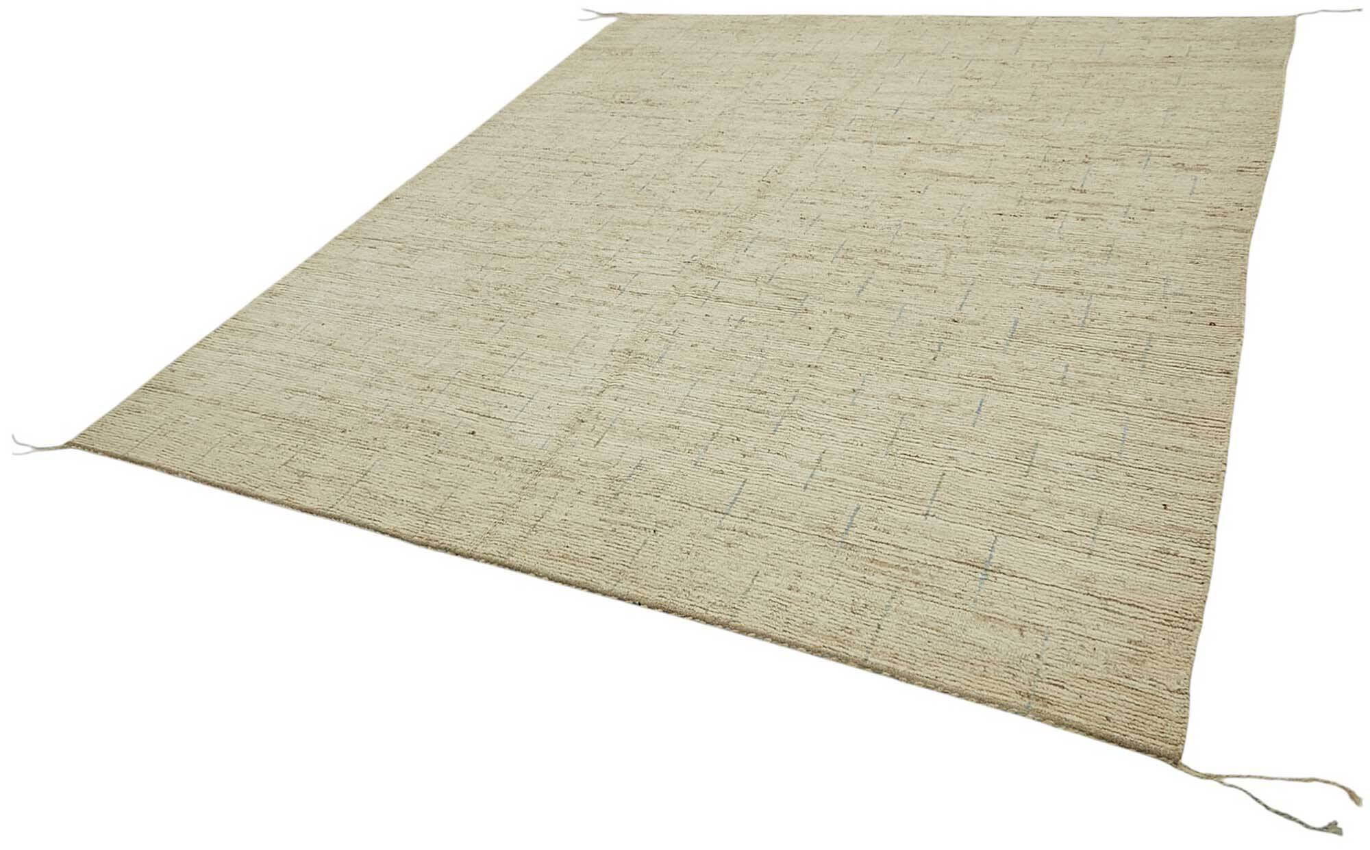 Tapis tribal unique noué à la main en laine beige 259 cm x 297 cm