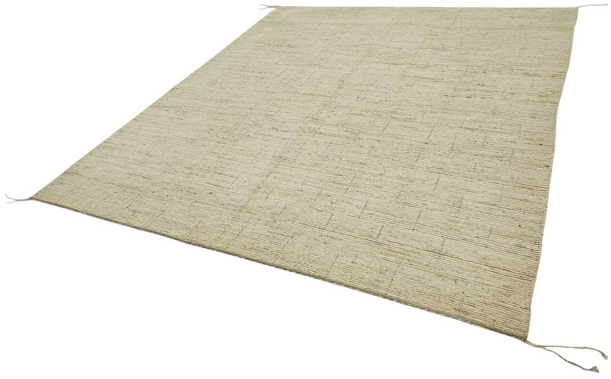Tapis tribal unique noué à la main en laine beige 259 cm x 297 cm