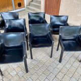 7 armchairs by Couro Brasil in Black Leather