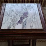 Solid wood side table with marble top