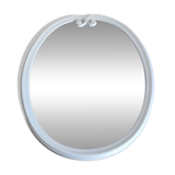 Old Oval Cast Iron Mirror - White - Vintage - 48 x 38.5 cm.
