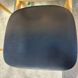 5 Scandinavian style chairs, wood and black faux leather.