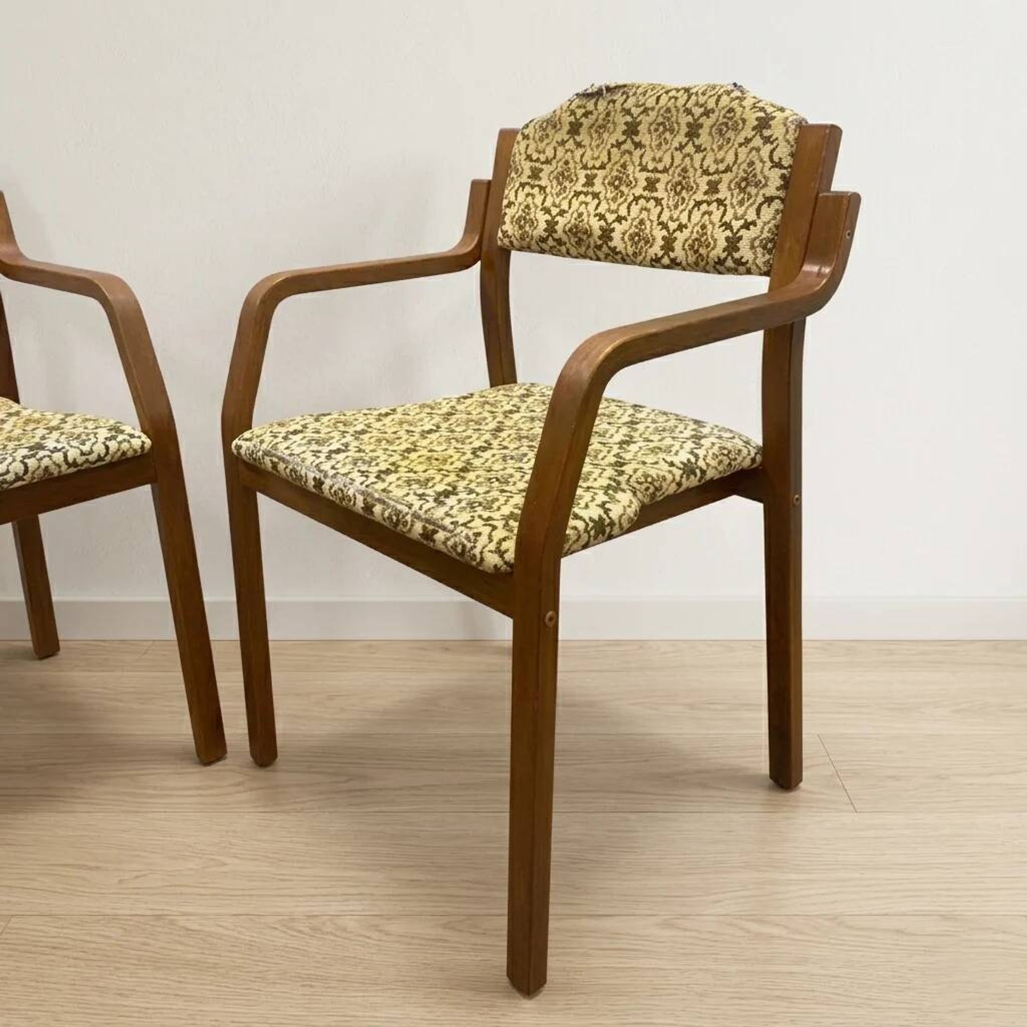 Bentwood armchairs, mid-century, upholstered, TON, 1960s, Czechoslovakia
