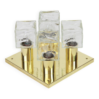 Large Murano Ice glass ceiling light by Kalmar, Austria, 1960s.