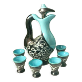 Vintage Vallauris ceramic liqueur service